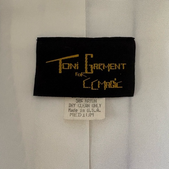 Vintage White Pinstripe button down Vest jacket size M - Picture 9 of 16